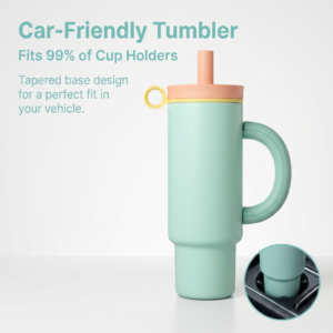 40oz Insulated Tumbler with Handle & Straw