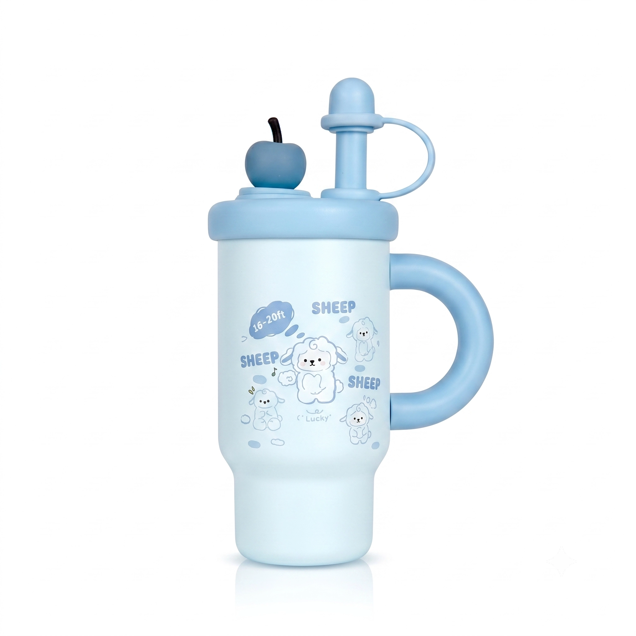 800ml Insulated Stainless Steel Tumbler with Handle and Straw Lid