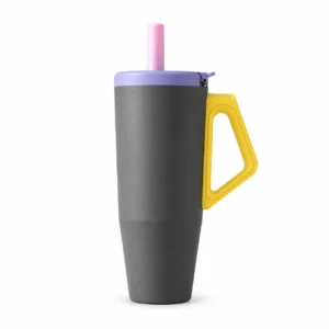 37 oz Double-Wall Stainless Steel Tumbler with Handle and Straw